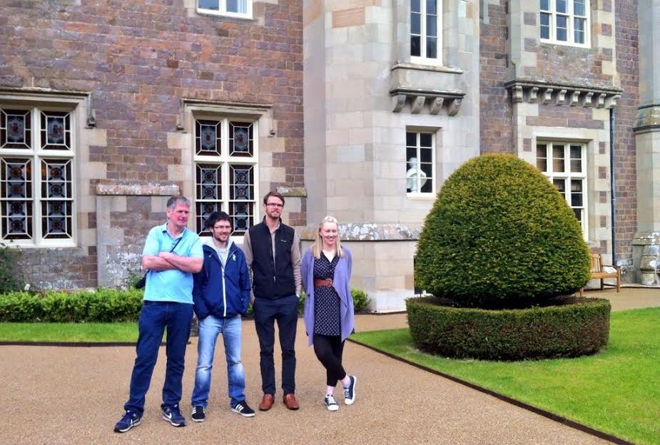 Dougie, Neil, Kim and Susanne of the Scotlanders outside Abbotsford House